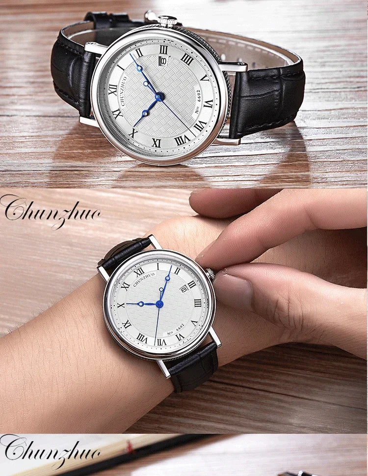 Montre décontractée ultra-plate pour homme, mouvement de montre à quartz de 38 mm, acier inoxydable importé du Japon