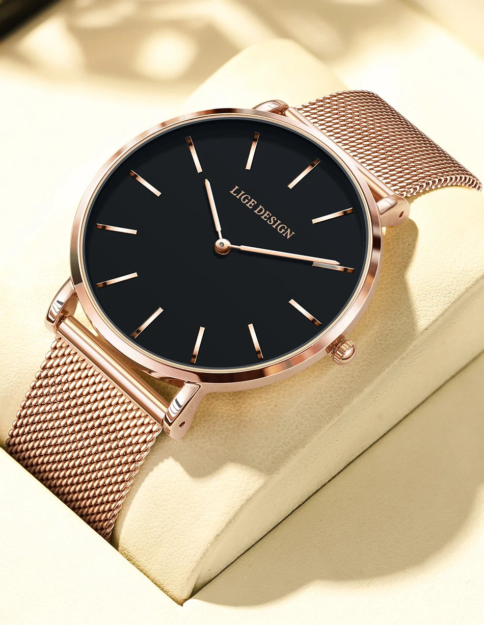 Reloj LIGE 2025 TOP Elegant Women's Watch Fashion Simple Ladies Watch Dress Gift Quartz Waterproof Watch for Women montre femme
