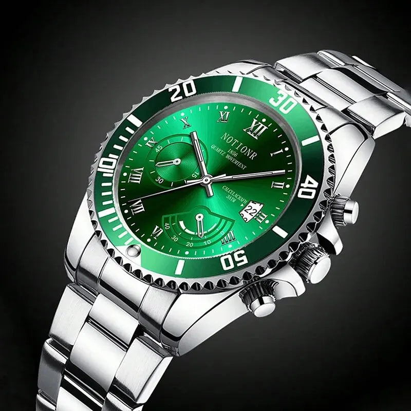 NOTIONR Fashion Watch Casual Clock Montre Homme Business Men Quartz Watch Calendar Green Water Wok Ghost Sport Men Wristwatch