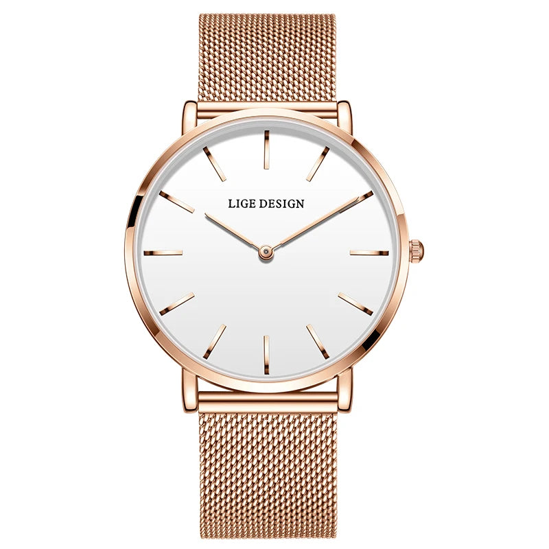 Reloj LIGE 2025 TOP Elegant Women's Watch Fashion Simple Ladies Watch Dress Gift Quartz Waterproof Watch for Women montre femme