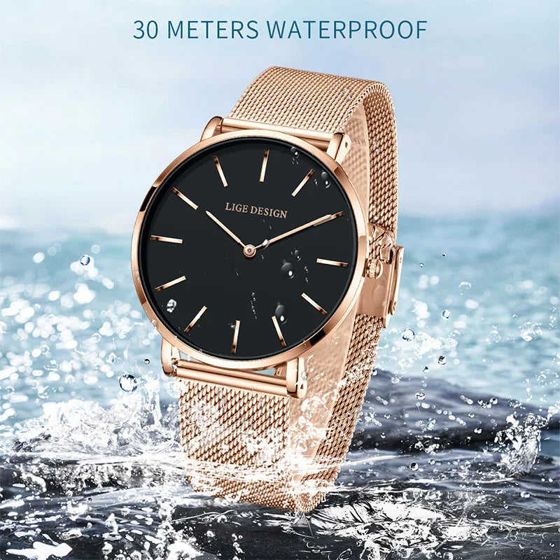 Reloj LIGE 2025 TOP Elegant Women's Watch Fashion Simple Ladies Watch Dress Gift Quartz Waterproof Watch for Women montre femme