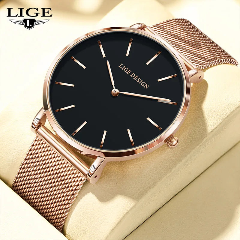 Reloj LIGE 2025 TOP Elegant Women's Watch Fashion Simple Ladies Watch Dress Gift Quartz Waterproof Watch for Women montre femme
