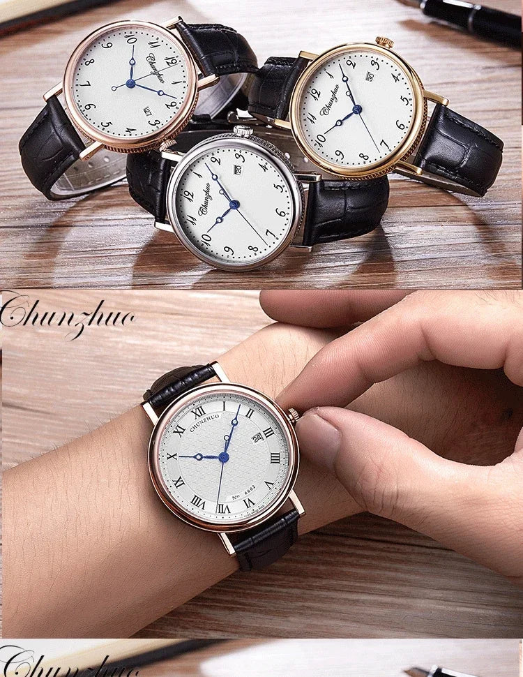 Montre décontractée ultra-plate pour homme, mouvement de montre à quartz de 38 mm, acier inoxydable importé du Japon