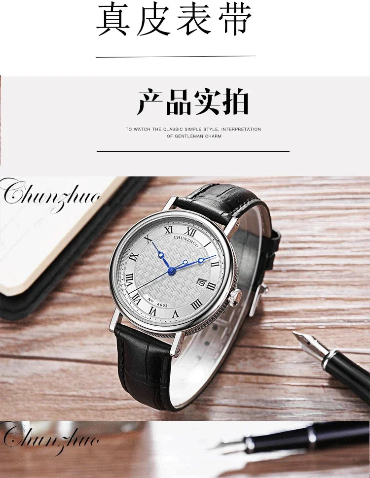 Montre décontractée ultra-plate pour homme, mouvement de montre à quartz de 38 mm, acier inoxydable importé du Japon