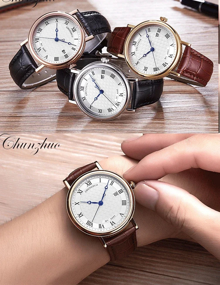 Montre décontractée ultra-plate pour homme, mouvement de montre à quartz de 38 mm, acier inoxydable importé du Japon