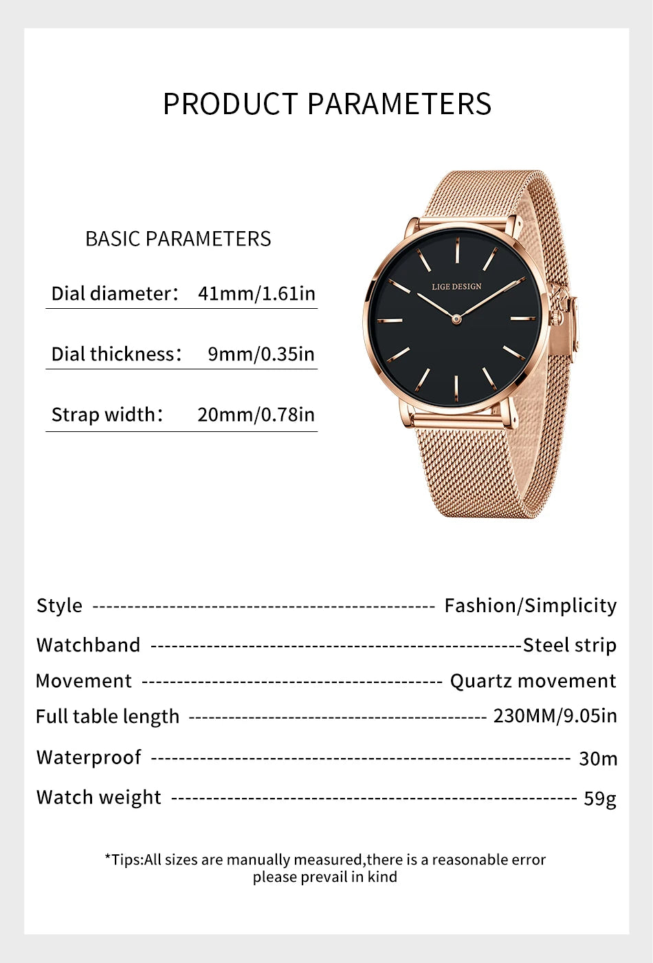 Reloj LIGE 2025 TOP Elegant Women's Watch Fashion Simple Ladies Watch Dress Gift Quartz Waterproof Watch for Women montre femme