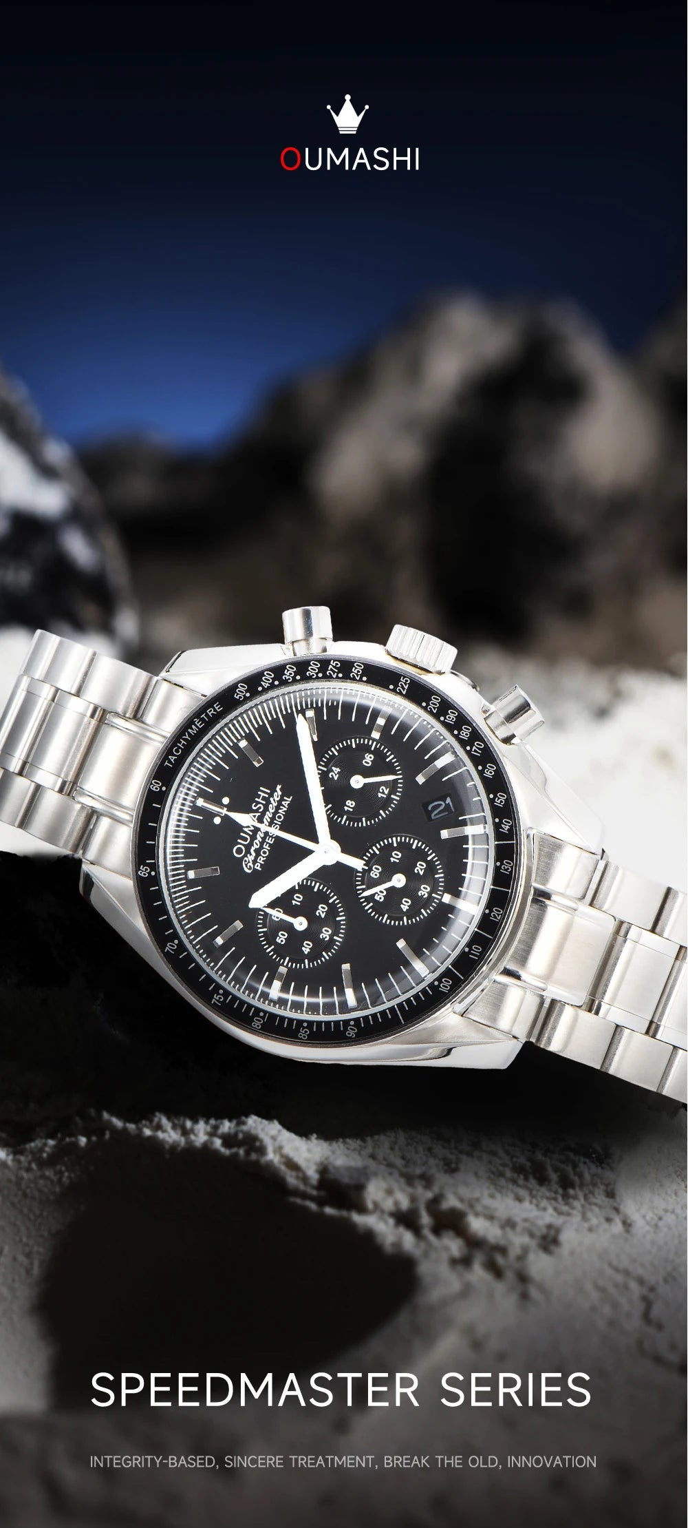 Moons Men's Watch for Man Fashion Quartz Watch Waterproof Chronograph AR Sapphire Glass