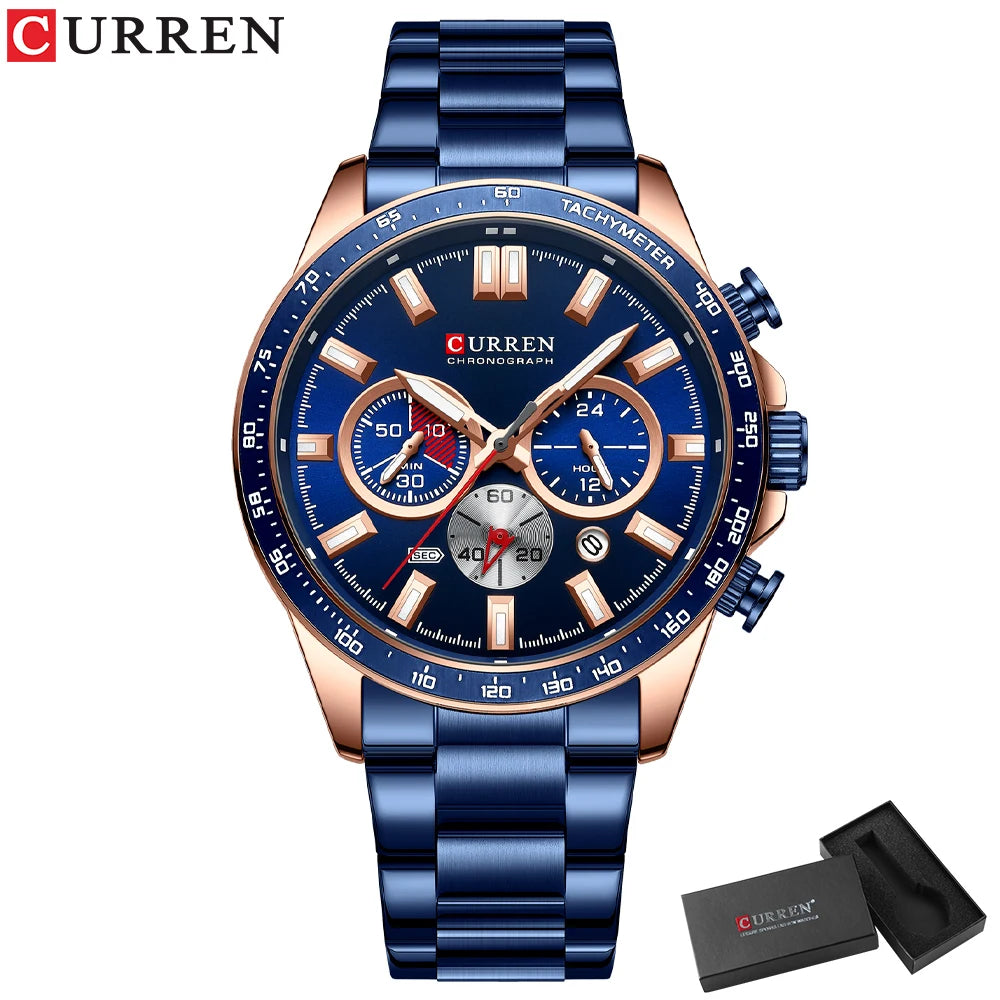 CURREN Brand Design Luxury Business Multifunctional Men's Quartz Chronograph Classic Fashion Sports Luminous Clock Montre Homme